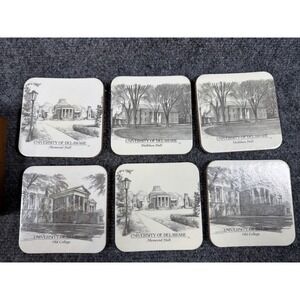 University of Delaware Coasters Set of 6 with Wood Caddy